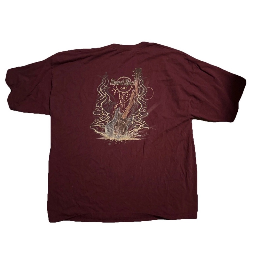 Vintage Hard Rock Cafe Atlantic City Graphic T-Shirt XXL Burgundy Guitar - Picture 5 of 6